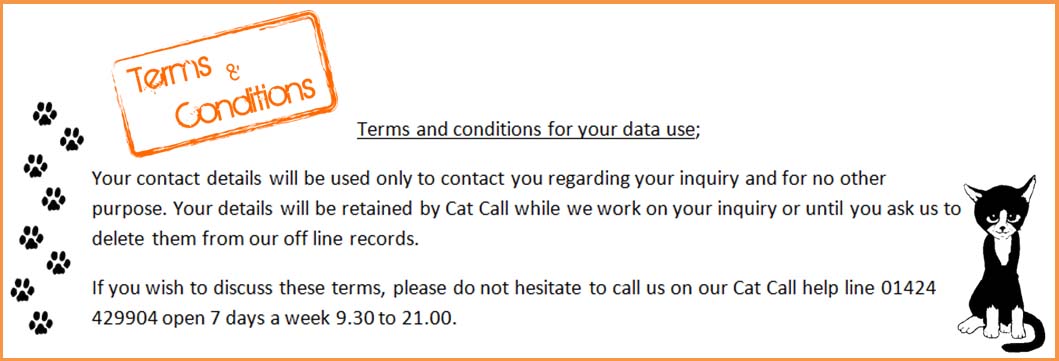 Cat Call Terms & Conditions for use of your details - Inquiry