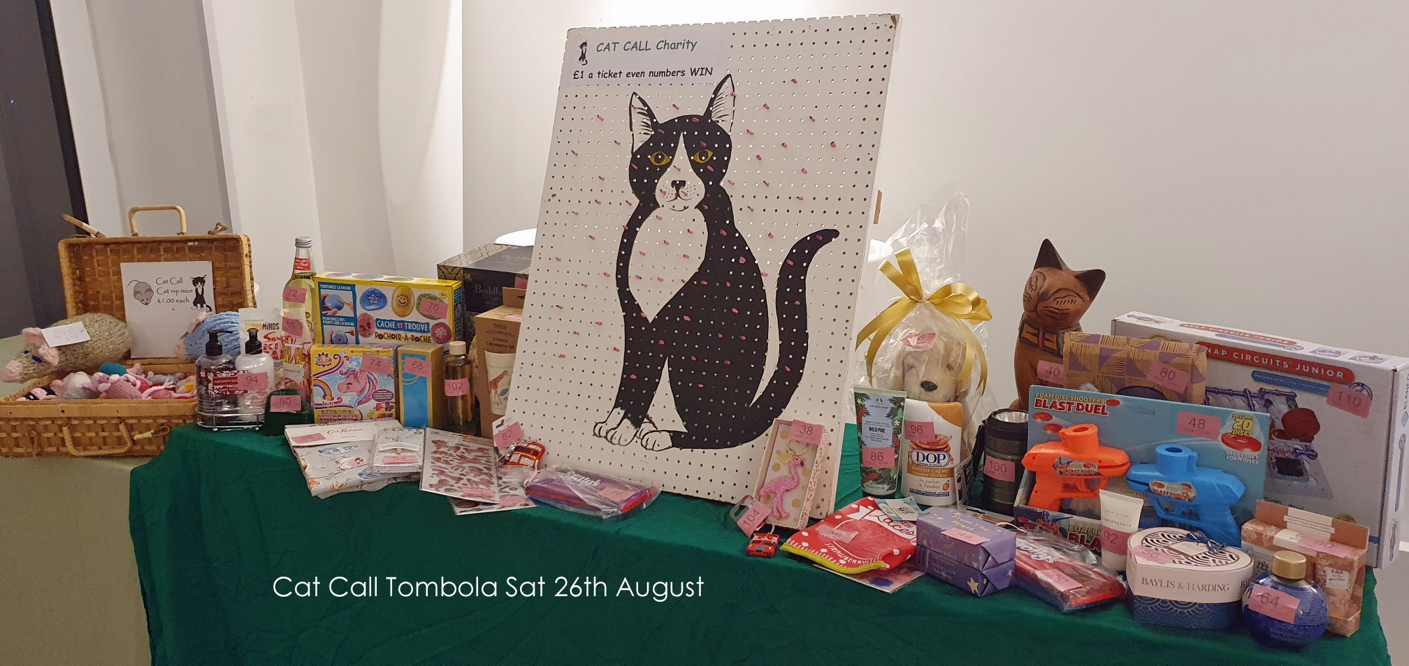 Over 100 prizes in the Cat Call tombola